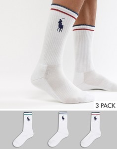 Набор из 3 пар носков с крупным логотипом Polo Ralph Lauren-Белый