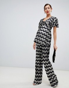 Широкие брюки с узором зигзаг Flounce London Maternity-Мульти
