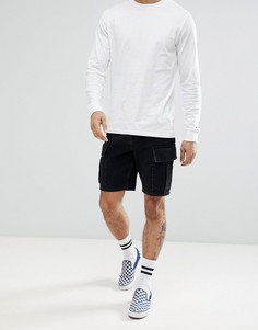 Черные джинсовые шорты узкого кроя с карманами карго ASOS DESIGN-Черный