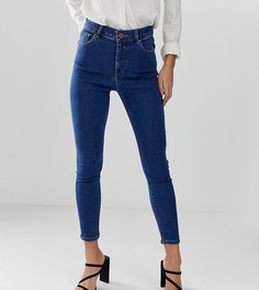 Синие джинсы скинни с завышенной талией ASOS DESIGN Petite Ridley-Синий