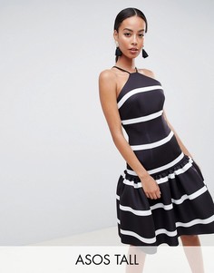 Платье миди в полоску с заниженной талией ASOS DESIGN Tall-Мульти