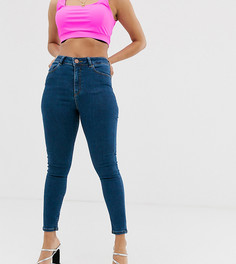 Синие джинсы скинни с завышенной талией ASOS DESIGN Petite Ridley-Синий