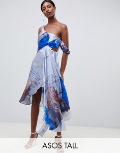 Платье миди с драпировкой и принтом ASOS DESIGN Tall-Мульти