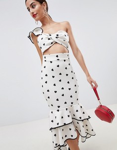 Облегающее платье с принтом ASOS DESIGN-Кремовый