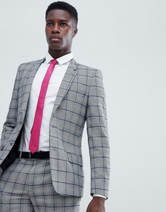 Облегающий пиджак в клетку \принц Уэльский\" ASOS DESIGN-Серый