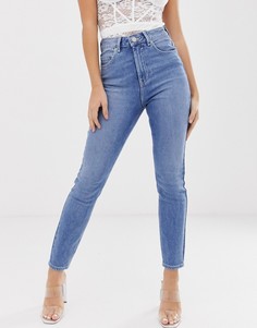 Синие выбеленные джинсы скинни с завышенной талией ASOS DESIGN-Синий