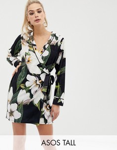 Бархатное платье мини с принтом ASOS DESIGN Tall-Мульти