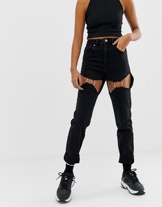 Выбеленные черные узкие джинсы в винтажном стиле с декоративной отделкой ASOS DESIGN Farleigh-Черный