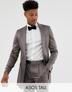 Серый блестящий приталенный пиджак ASOS DESIGN Tall