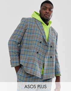 Пиджак в клетку ASOS DESIGN Plus-Серый