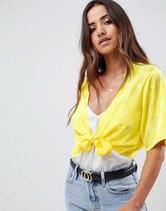 Жаккардовый топ с завязкой ASOS DESIGN-Желтый