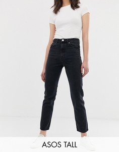 Черные выбеленные джинсы прямого кроя из переработанного материла ASOS DESIGN Tall Florence authentic-Синий