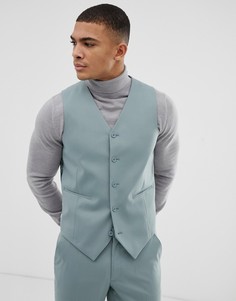 Голубой зауженный жилет ASOS DESIGN wedding-Синий