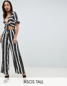Комбинезон с вырезом, завязкой и принтом цепочек ASOS DESIGN tall-Мульти