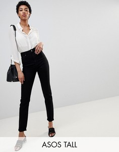 Черные джинсы слим в винтажном стиле с завышенной талией ASOS DESIGN Tall - Farleigh-Черный