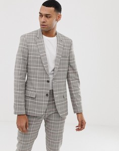 Светло-бежевый пиджак скинни в клетку ASOS DESIGN