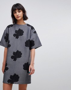 Жаккардовое платье мини с цветочным принтом ASOS WHITE-Черный