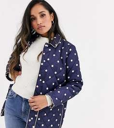 Стеганая куртка в горошек ASOS DESIGN Petite-Темно-синий