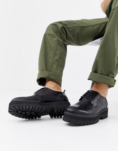 Черные туфли из искусственной кожи со шнуровкой и толстой подошвой ASOS DESIGN-Черный