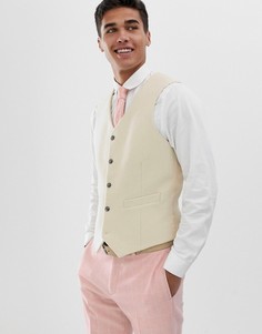 Узкий жилет кремового цвета из ткани с добавлением шерсти ASOS DESIGN wedding-Розовый