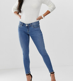 Выбеленные синие джинсы скинни с заниженной талией ASOS DESIGN Petite-Синий