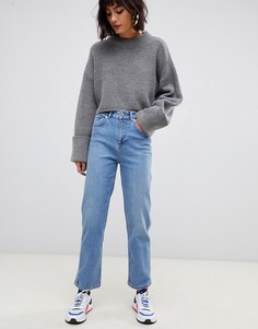 Прямые джинсы с завышенной талией ASOS DESIGN Farleigh-Синий