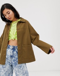 Хлопковая куртка в стиле милитари ASOS DESIGN-Зеленый