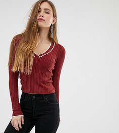 Коричневый джемпер с V-образным вырезом Miss Selfridge-Мульти