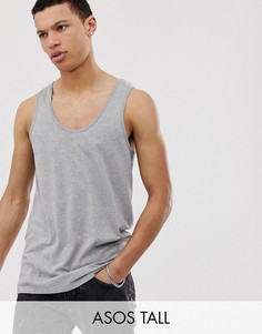 Серая меланжевая майка ASOS DESIGN Tall-Серый