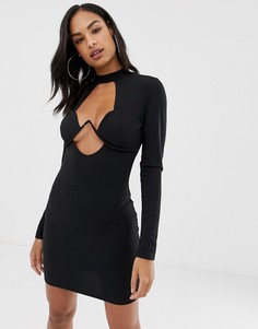 Облегающее платье мини с длинными рукавами ASOS DESIGN-Черный
