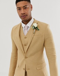 Приталенный пиджак в мелкую клетку ASOS DESIGN Tall wedding-Бежевый