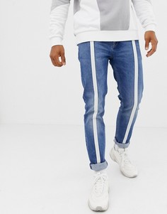 Выбеленные синие джинсы скинни в винтажном стиле с полосками спереди ASOS DESIGN-Синий