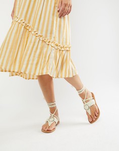 Сандалии с декоративными кольцами и завязками ASOS DESIGN Fletcher-Кремовый