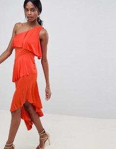 Платье миди на одно плечо ASOS DESIGN-Оранжевый