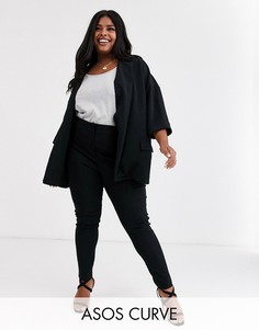 Свободный фактурный трикотажный блейзер ASOS DESIGN Curve-Черный