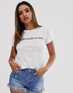 Облегающая футболка с логотипом Calvin Klein Jeans institutional-Белый