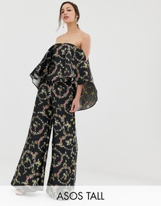 Комбинезон со структурированной накладкой и цветочным принтом ASOS DESIGN Tall-Мульти