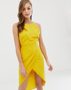 Платье миди с драпированной открытой спиной ASOS DESIGN-Желтый