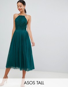 Премиум-платье миди для выпускного с юбкой из тюля ASOS DESIGN-Зеленый
