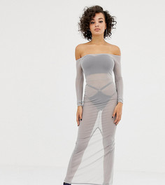 Платье миди с открытыми плечами ASOS DESIGN x LaQuan Smith-Серый