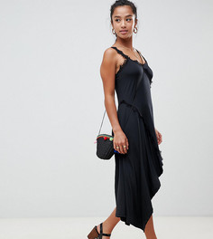 Платье-комбинация с кружевом ASOS DESIGN Petite-Черный