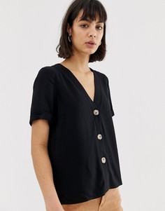 Свободный топ с контрастными пуговицами ASOS DESIGN-Черный