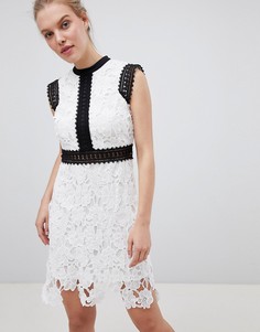 Кружевное короткое приталенное платье Liquorish-Белый