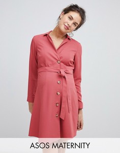 Платье-рубашка мини с пуговицами ASOS DESIGN Maternity-Розовый