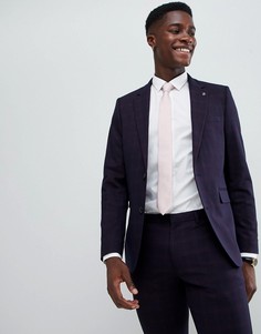 Приталенный пиджак в сине-красную клетку Burton Menswear-Темно-синий