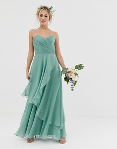 Платье-бандо макси с мягкой юбкой ASOS DESIGN-Зеленый