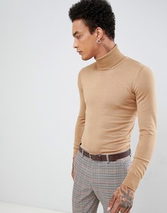 Джемпер с отворачивающимся воротником Gianni Feraud Premium-Коричневый