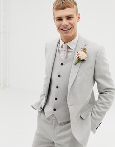 Серый приталенный пиджак с добавлением шерсти ASOS DESIGN Wedding