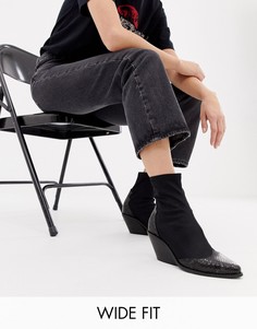 Ботинки в стиле вестерн для широкой стопы ASOS DESIGN-Черный