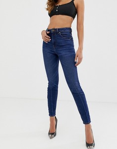 Темно-выбеленные джинсы скинни с завышенной талией ASOS DESIGN-Синий